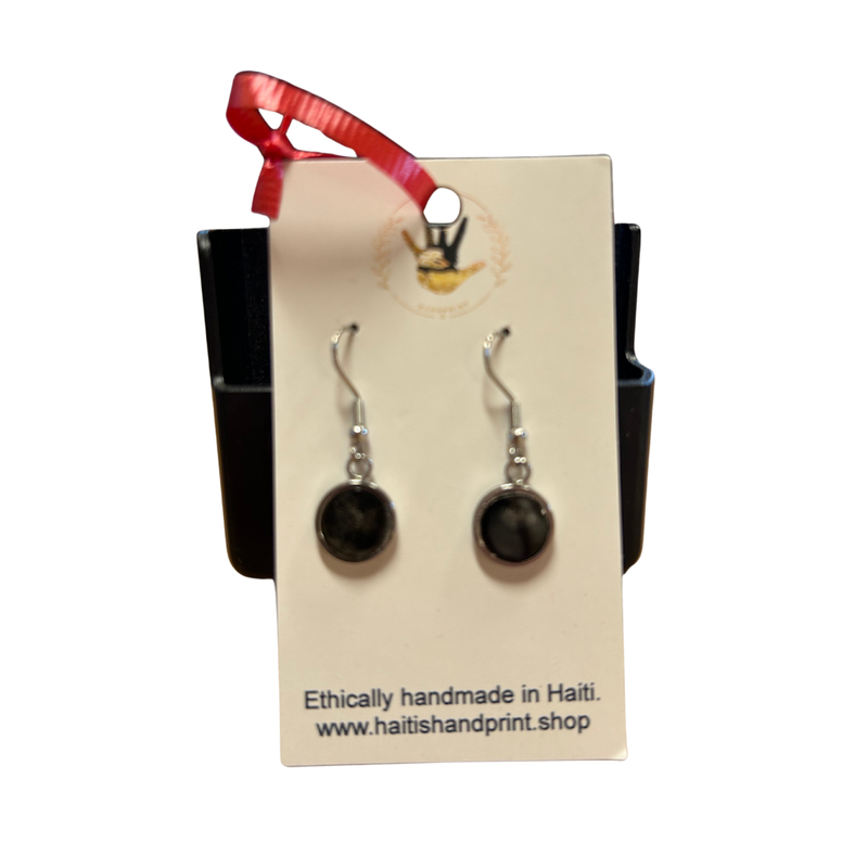 Glass Bead Earrings - Black