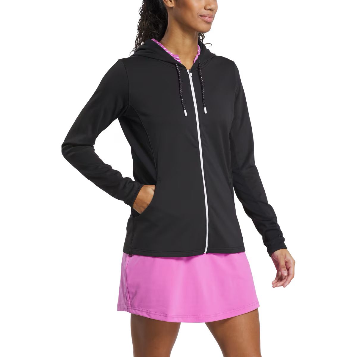 FootJoy Womens Full-Zip Hoodie, Color: Black, Size: Extra Small