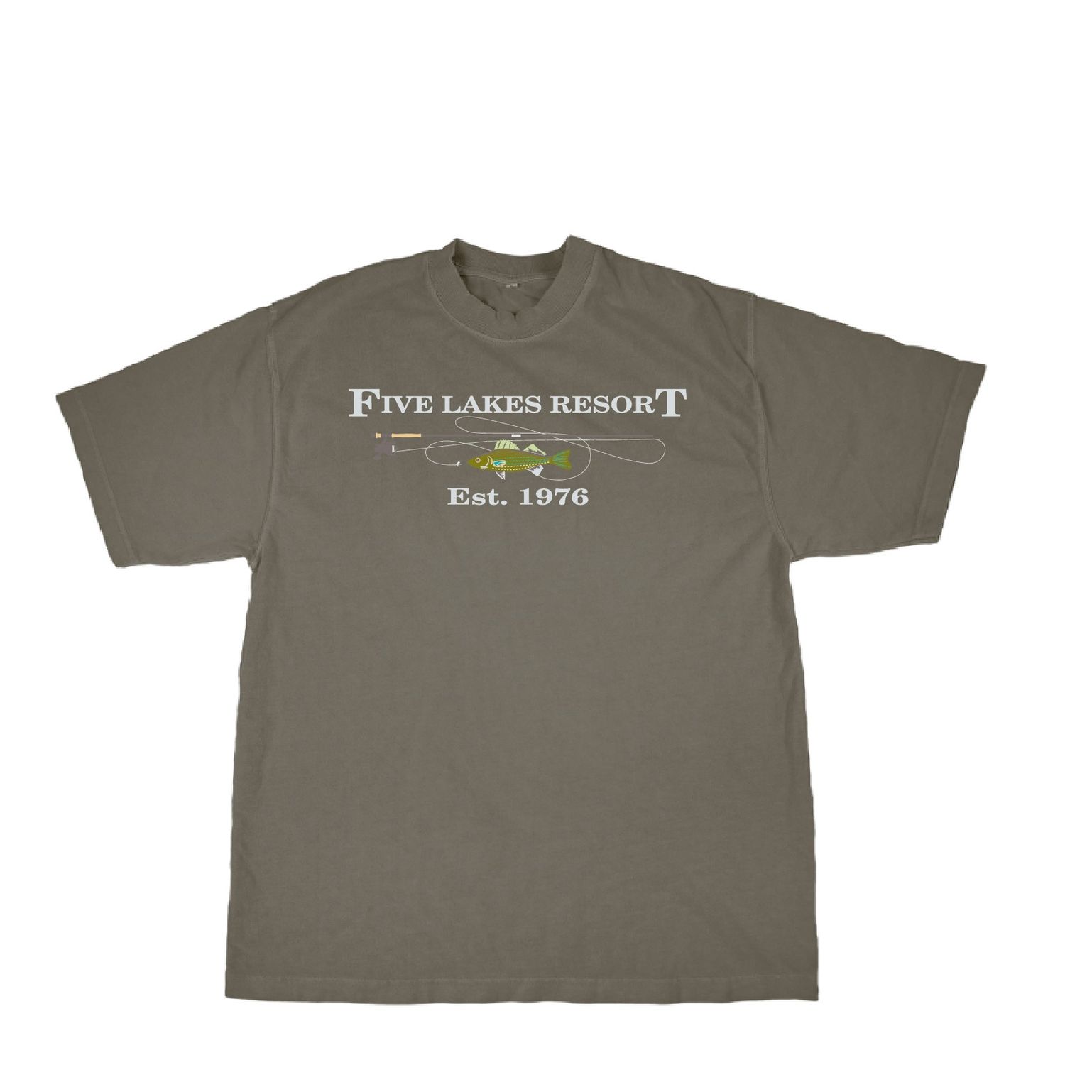 Adult Short Sleeve T-Shirt with Fishing Pole & Walleye (L5'26) Adult Short Sleeve T-Shirt with Fishing Pole & Walleye (L5'26)