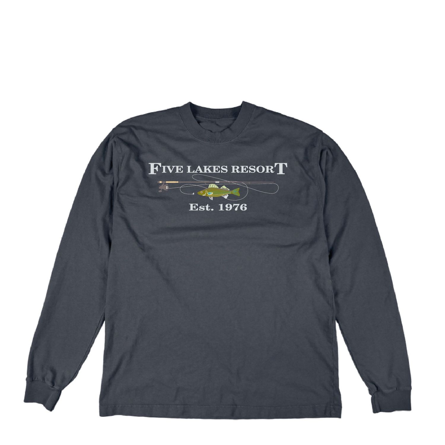 Adult Long Sleeve T-Shirt with Fishing Pole & Walleye (L5'26) Adult Long Sleeve T-Shirt with Fishing Pole & Walleye (L5'26)