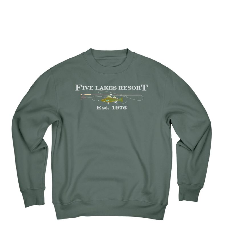 Adult Crew Sweatshirt with Fishing Pole & Walleye (L5'26)