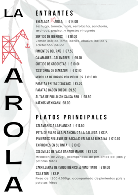 MENÚ A LA CARTA