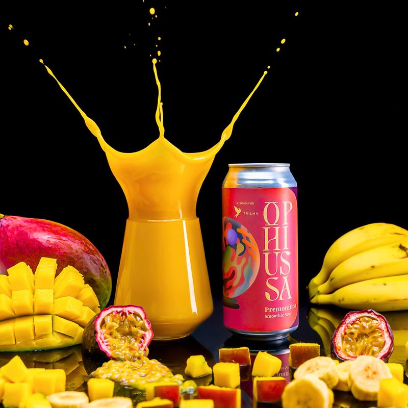 Ophiussa Brewing Co - Premonition Mango, Banana &amp; Passionfruit Smoothie Sour 5% (TRILHA Cervejaria Collab)