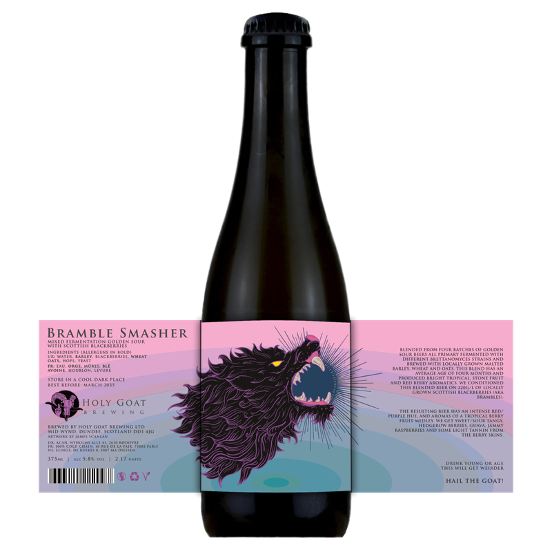 Holy Goat - Bramble Smasher Mixed Fermentation Golden Sour with Scottish Blackberries 5.8% 375ml Bottle