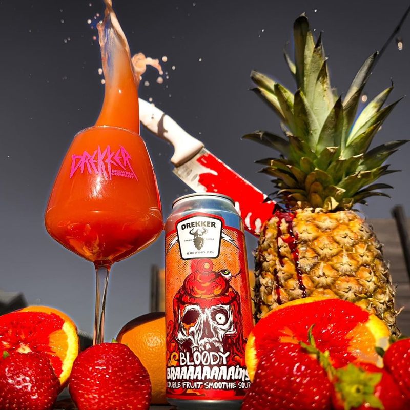 Drekker Brewing Company - Bloody Braaaaaaaains  Blood (oranges), Strawberry, and Pineapple Smoothie Sour 6.2%