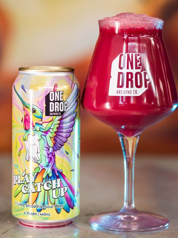 One Drop - Play Catch Up Cherry  Blackcurrant, Raspberry Coulis,  Vanilla Custard Fruited Sour 6.3% THIS IS A PRE-ORDER ITEM - THIS BEER WILL BE AVAILABLE TO SHIP AND CLICK AND COLLECT FROM 25TH JULY​