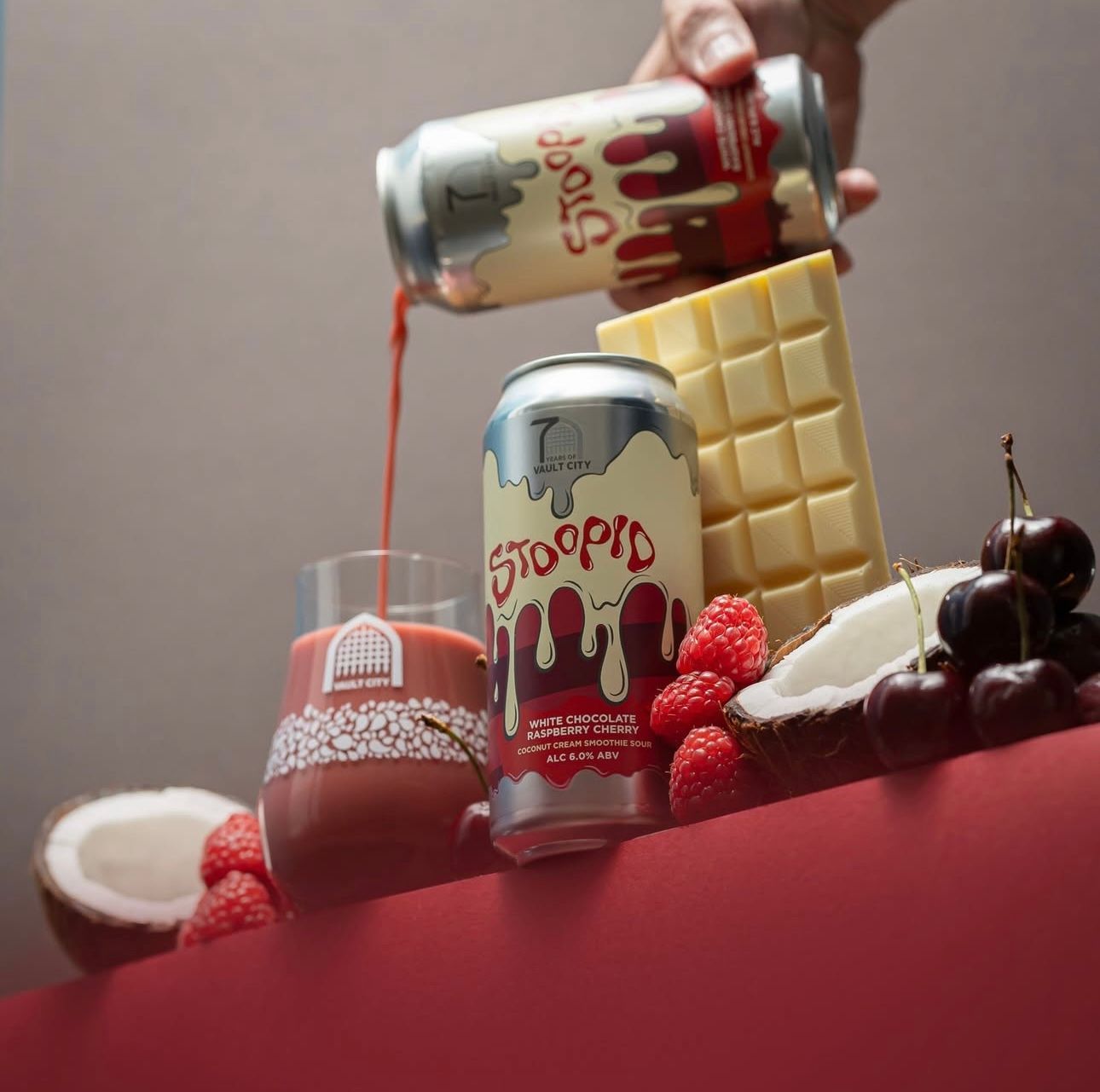 Vault City - 7th Birthday Stoopid White Chocolate Raspberry Cherry Smoothie Sour 6% THIS IS A PRE-ORDER- ALL ORDERS CONTAINING THIS ITEM WILL BE SHIPPED FROM THE 22ND JULY