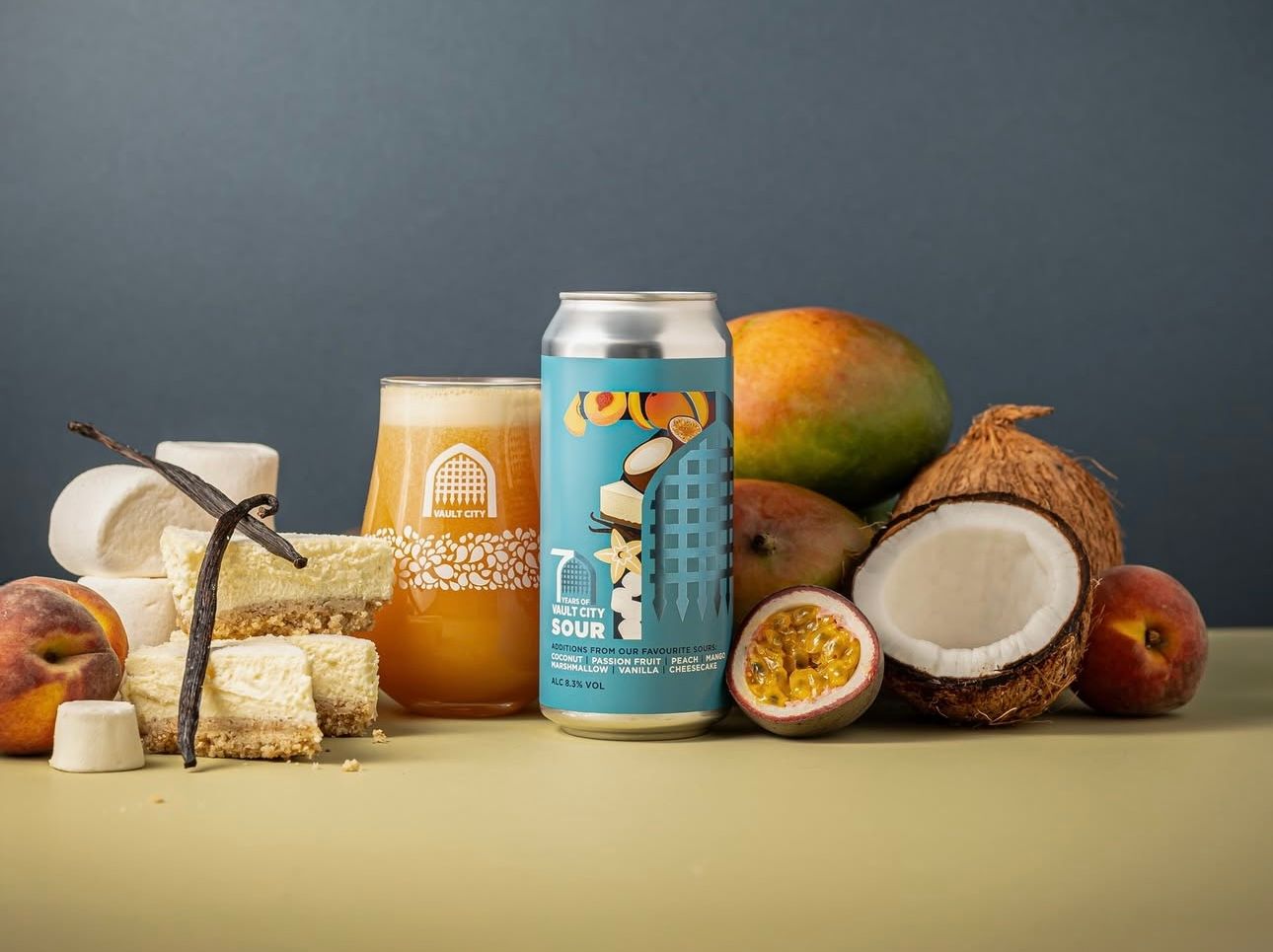 Vault City - 7th Birthday 7 Years Coconut, Passionfruit, peach, Mango, Marshmallow, Cheesecake Sour 8.3% -
