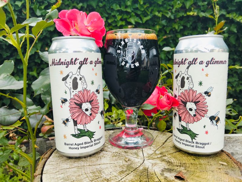 Sinnister Brew- Midnight All A Glimmer Barrel Aged Black Braggot/Honey Imperial Stout 12.1%