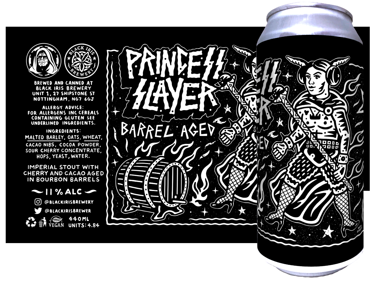 Black Iris x Emporer&#39;s Brew - Princess Slayer Cherry &amp; Cacao Barrel Aged Imperial Stout 11%