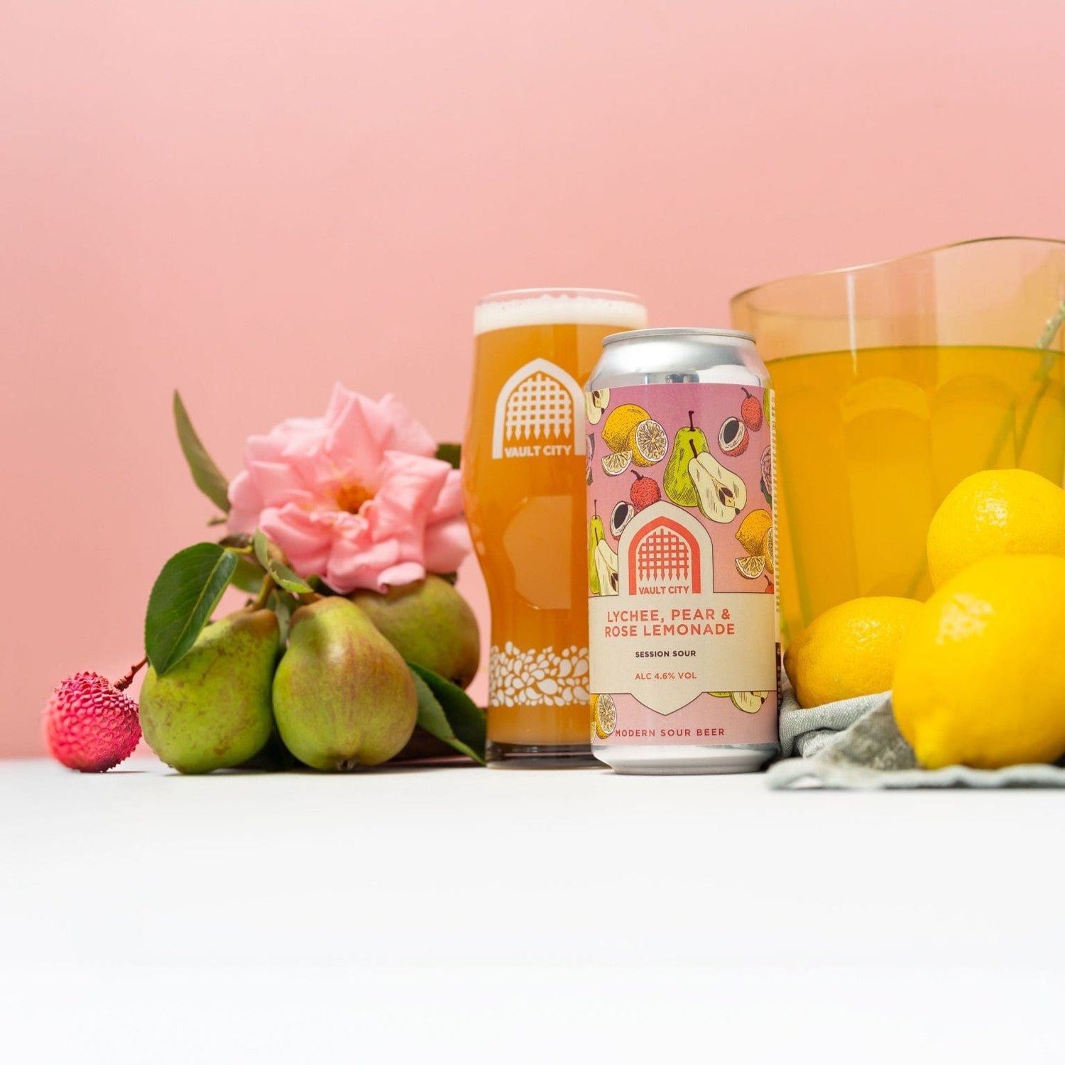​Vault City ​- Lychee, Pear &amp; Rose Lemonade Sour 4.6%