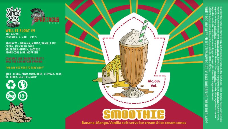 White Dog 🇳🇱 Will it Float #9 Banana, Mango, Vanilla Soft Serve Ice Cream and Ice Cream Cone Smoothie Sour 6%
