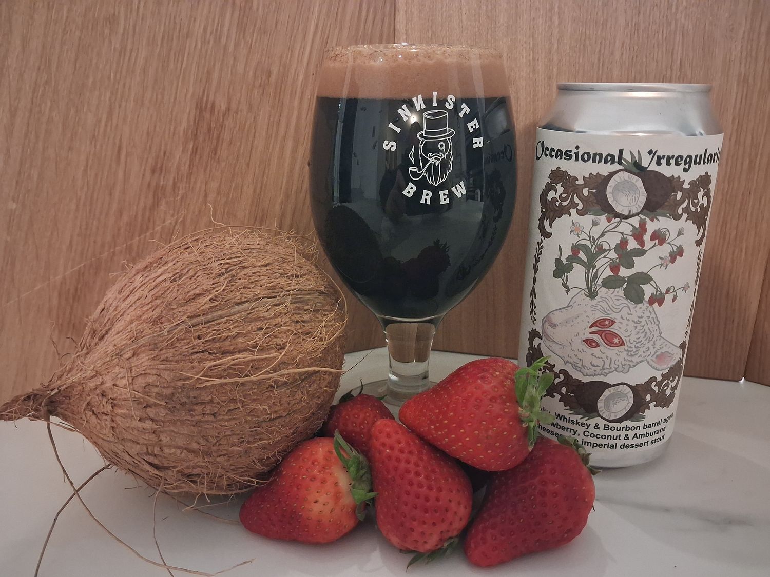 Sinnister Brew - Occasional Irregularity Whiskey &amp; Bourbon BA Strawberry, Coconut &amp; Amburana Cheesecake Imperial Dessert Stout 10.3%