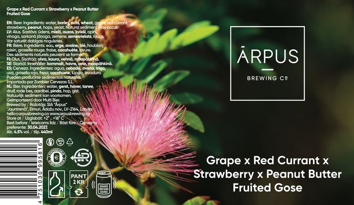 Arpus - Grape X Red Currant X Strawberry X Peanut Butter Fruited Gose 4.5% PRE-ORDER ITEM