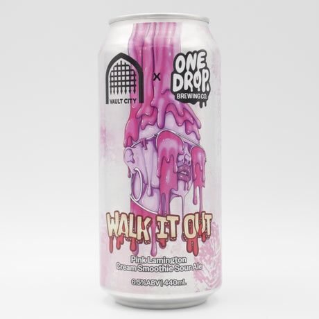 One Drop Brewing - Walk It out Pink Lamington Cream Raspberry Jam, Banana, Icing Sugar, Coconut Cream, Smoothie Sour 6.5% (Vault City Collab)