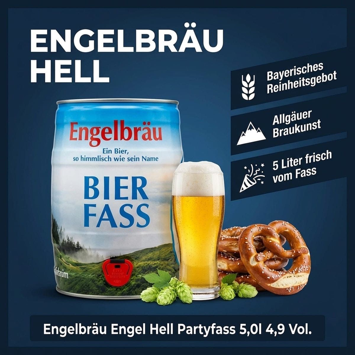 Engelbrau Hell 4.9% 5LT Mini Keg - CLICK AND COLLECT ONLY