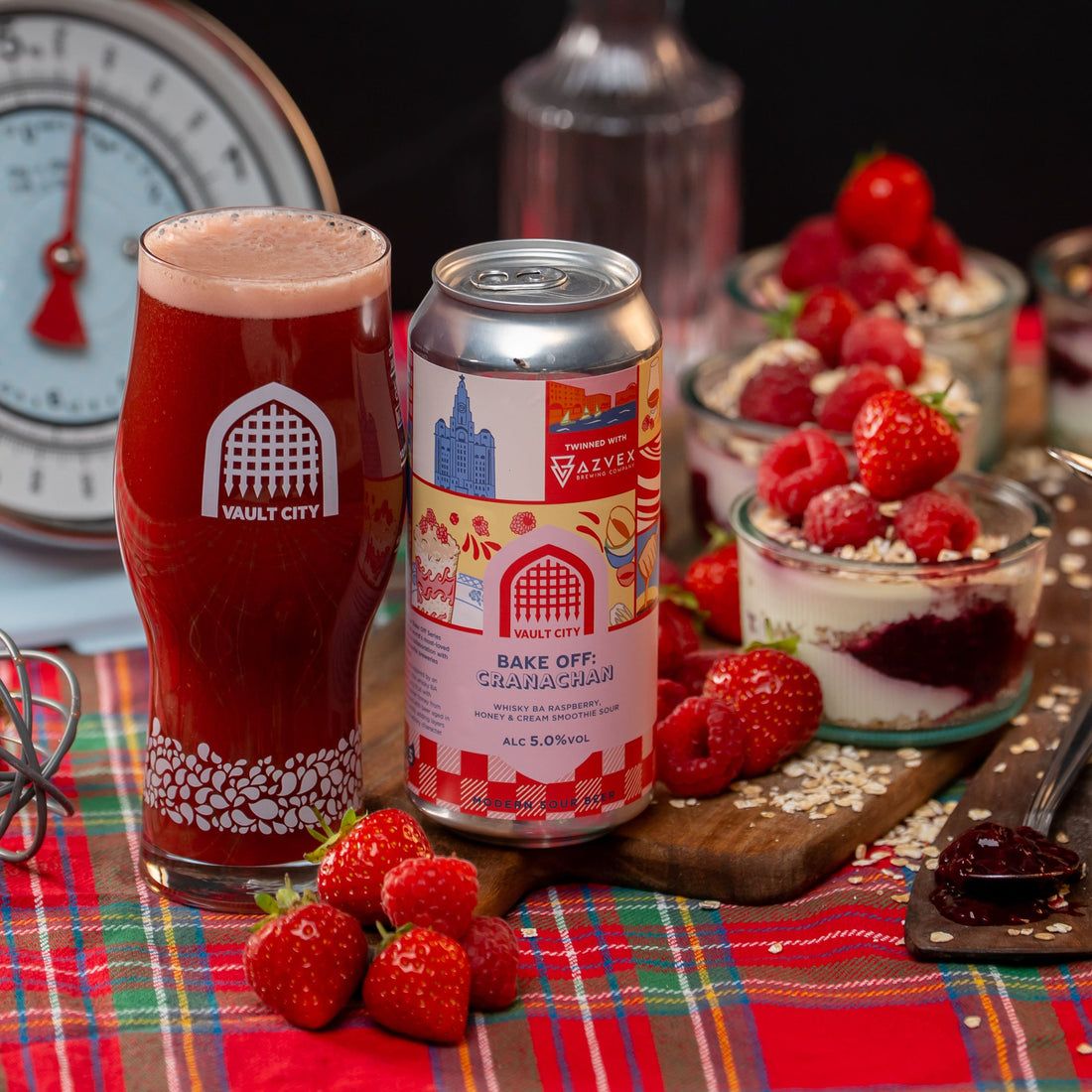 Vault City X Azvex - BAKE OFF: Cranachan Whisky BA Raspberry, Honey &amp; Cream Smoothie Sour 5%