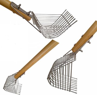 Rastrello Telline/cozze in Inox 9 Denti con Manico da Cm. 120 Rastrello Telline/cozze in Inox 9 Denti con Manico da Cm. 120