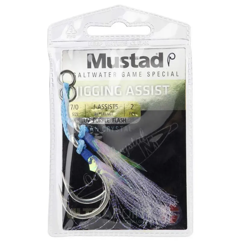 MUSTAD Ocean Camo Assist Rig, Blu w/Flash & Ring, 10881NP-DT 9/0 pz2