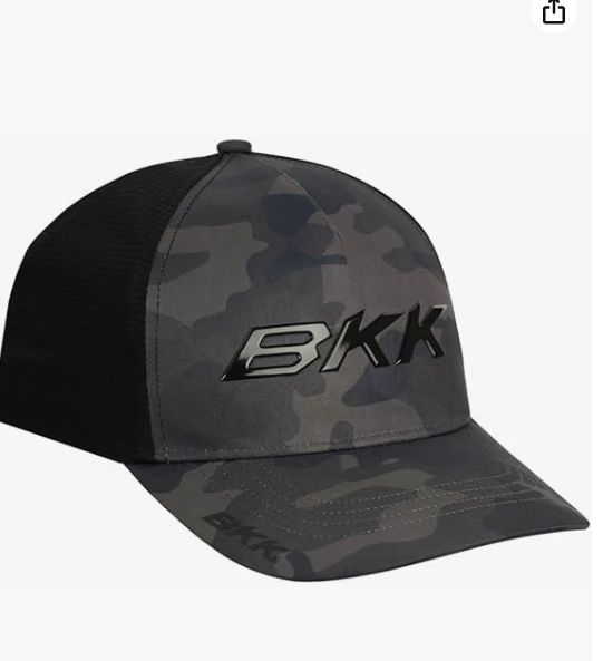 BKK Performance HAT Grey Camo Outdoor Fishing con logo nero, Grigio, taglia unica