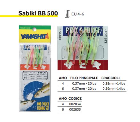 YAMASHITA Pro sabiki BB500 6G 0.29/14LB 0.37/20LB