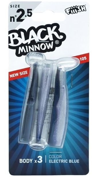 FIIISH BLACK MINNOW n° 2.5 105MM 3 CORPI, COLOR ELETRIC BLUE FIIISH BLACK MINNOW n° 2.5 105MM 3 CORPI, COLOR ELETRIC BLUE