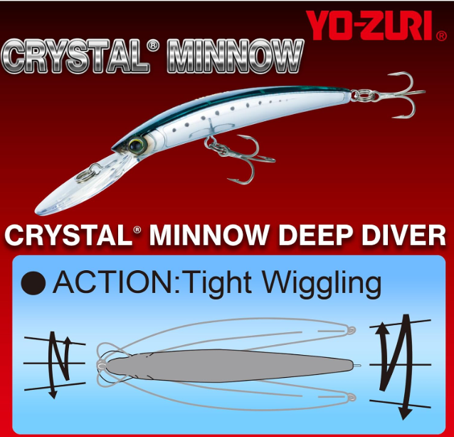YO-ZURI Crystal Minnow Deep 90MM FLOATING 9.5GR COLOR GHRH