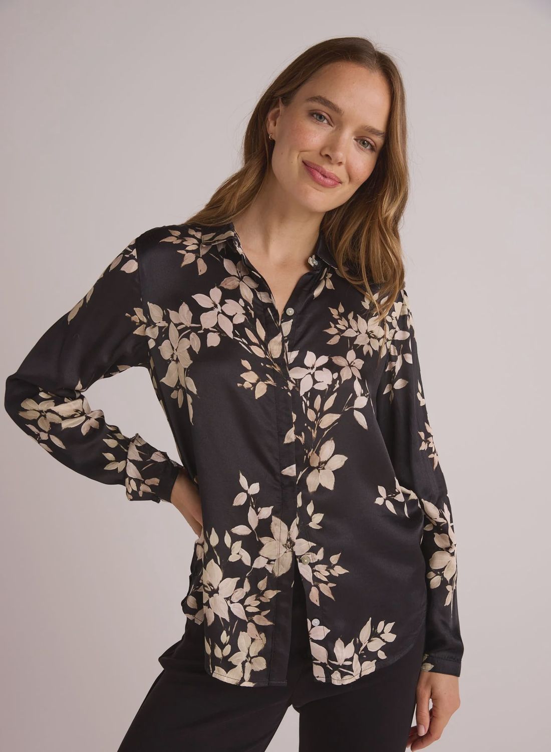 Ivory Floral Silk Shirt