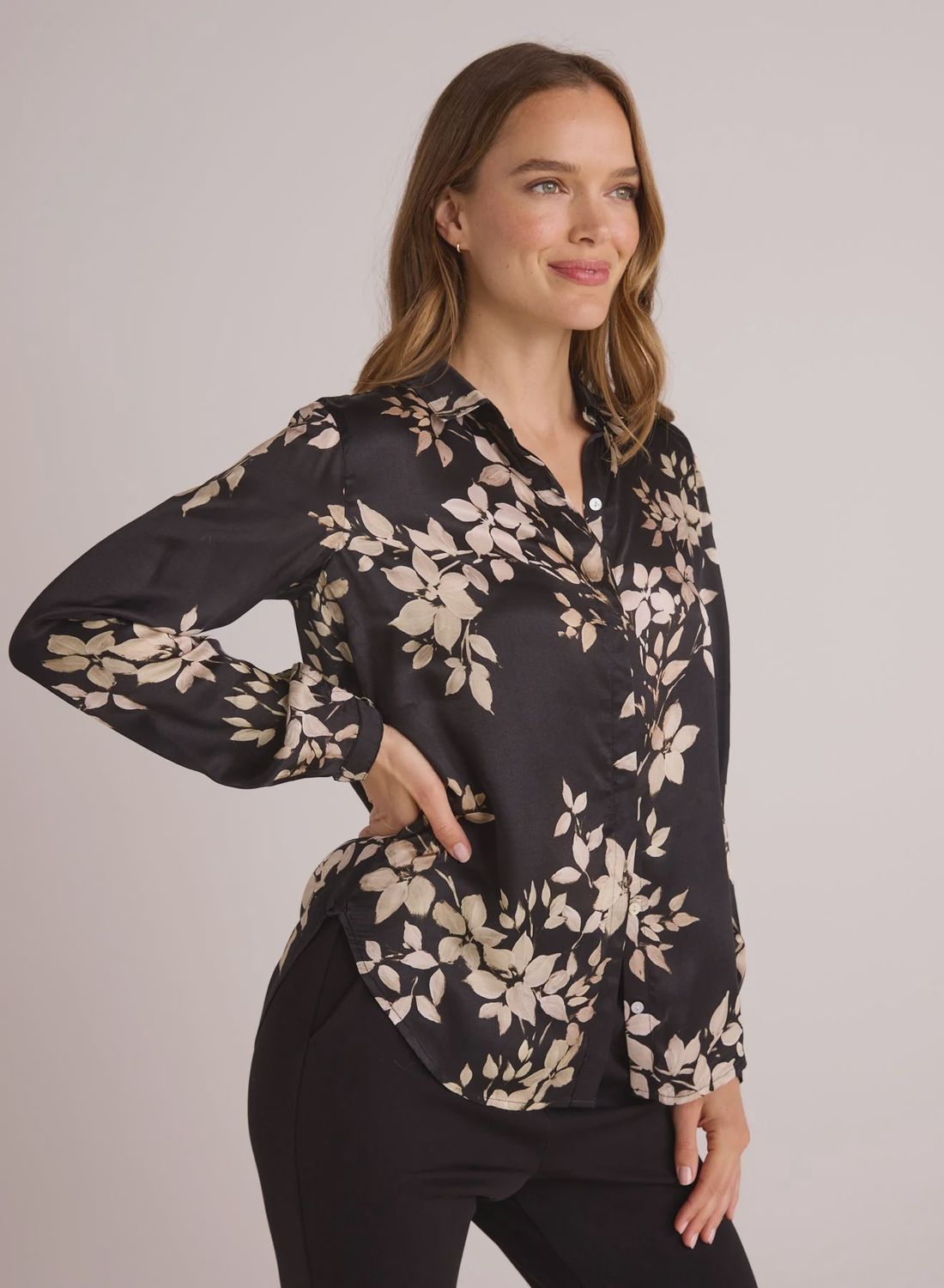Ivory Floral Silk Shirt