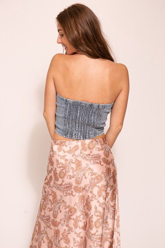 Demin Corset Strapless Top