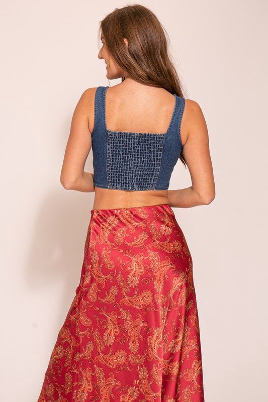 Square Neck Denim Vest