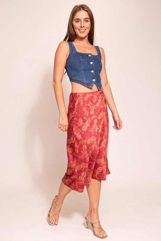 Square Neck Denim Vest