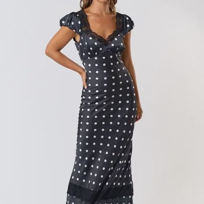 Polka Dot Satin Dress