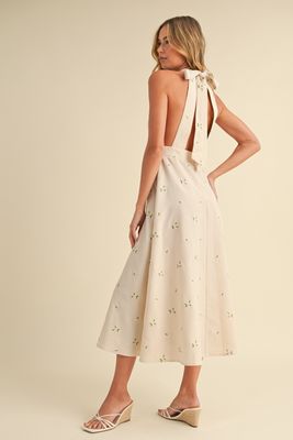 Backless Halter Midi Dress