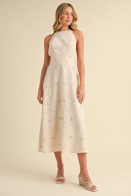 Backless Halter Midi Dress