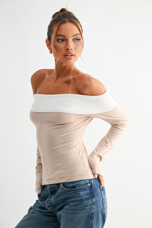 Two-Tone Off The Shoulder Top