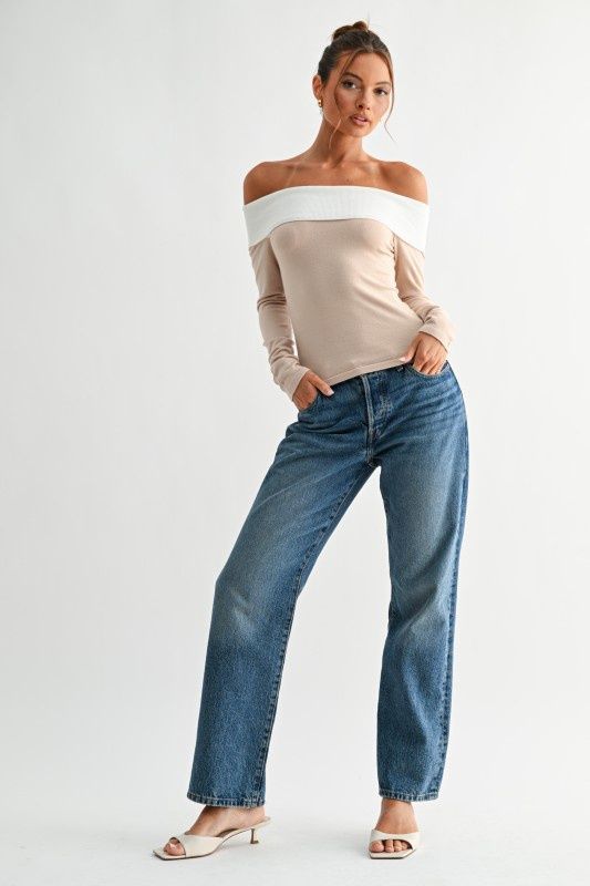 Two-Tone Off The Shoulder Top