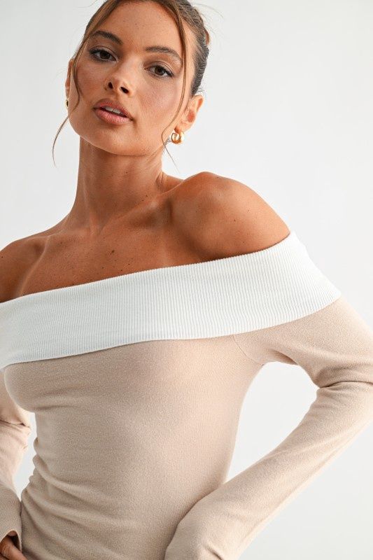 Two-Tone Off The Shoulder Top