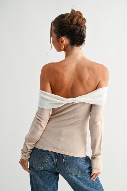 Two-Tone Off The Shoulder Top