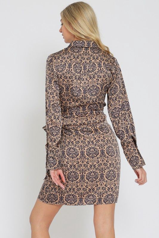 Floral Long Sleeve Mini Wrap Dress