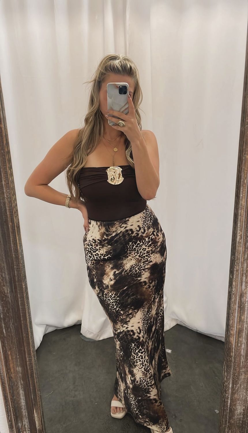 Animal Print High Waisted Maxi Skirt