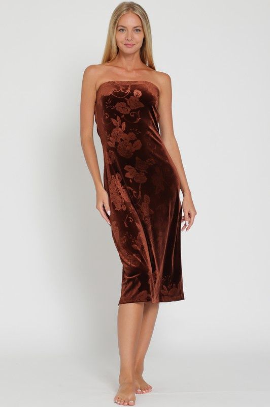 Floral Velvet Tube Dress