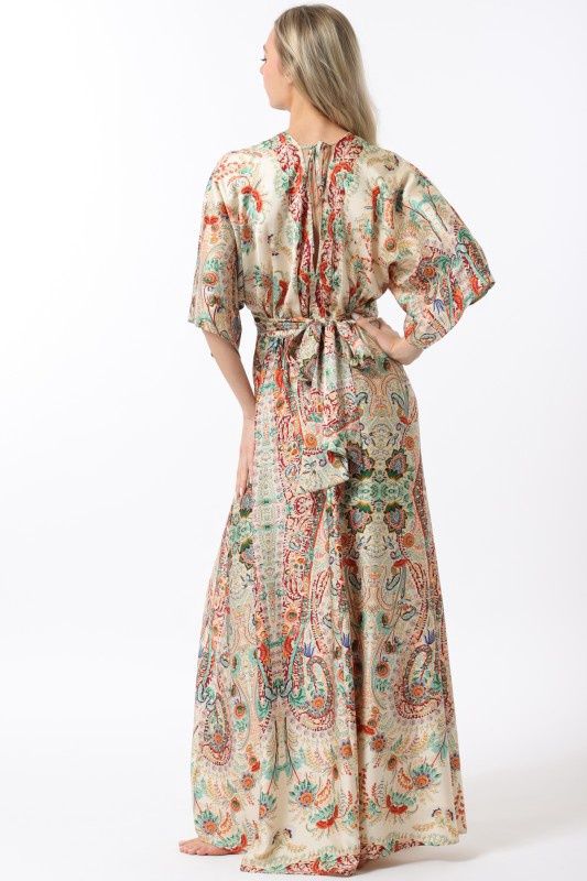 Paisley Kimono Sleeve Maxi