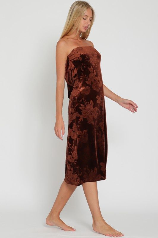 Floral Velvet Tube Dress