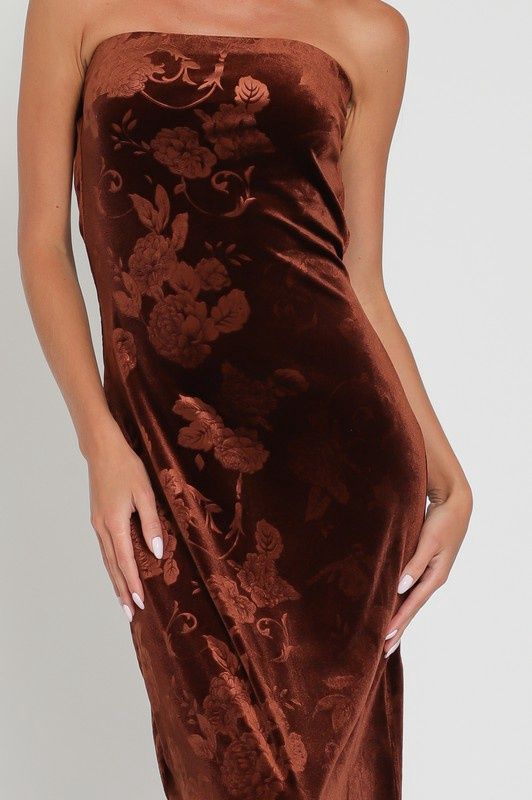 Floral Velvet Tube Dress