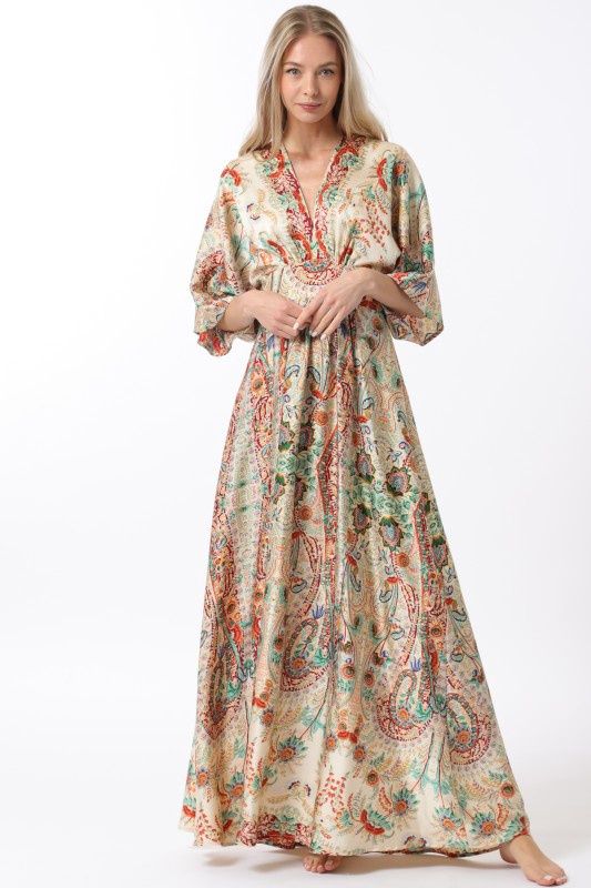 Paisley Kimono Sleeve Maxi