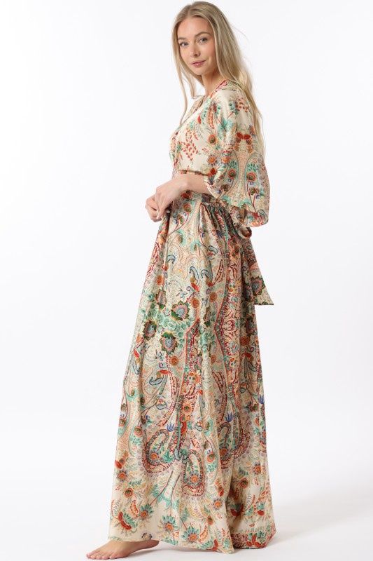 Paisley Kimono Sleeve Maxi