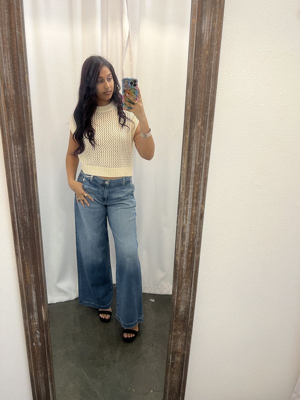 Crotchet Knit Sweater Top