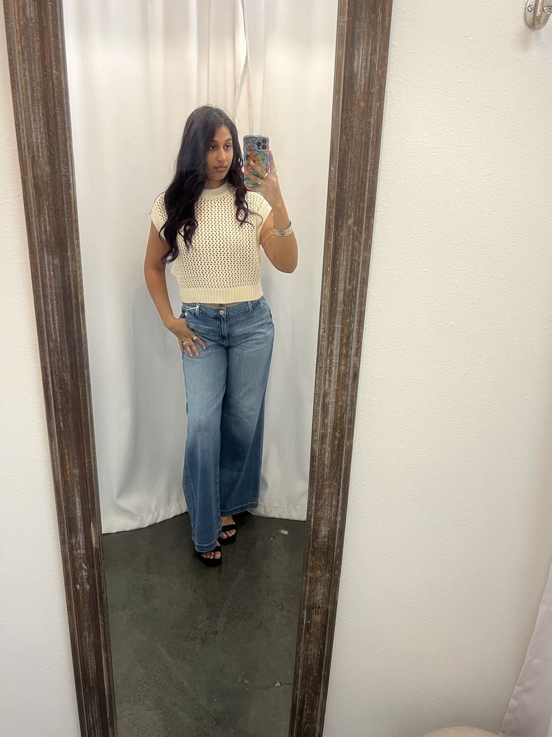 Crotchet Knit Sweater Top