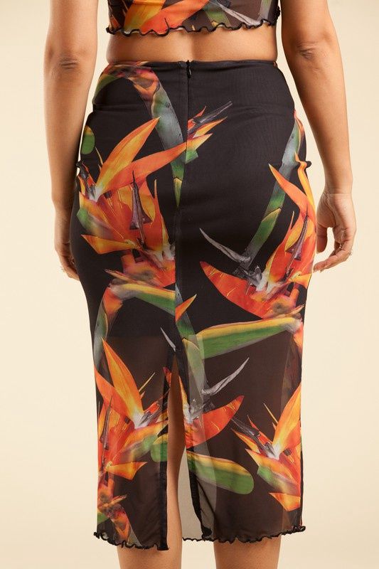 Mesh Birds Paradise Skirt